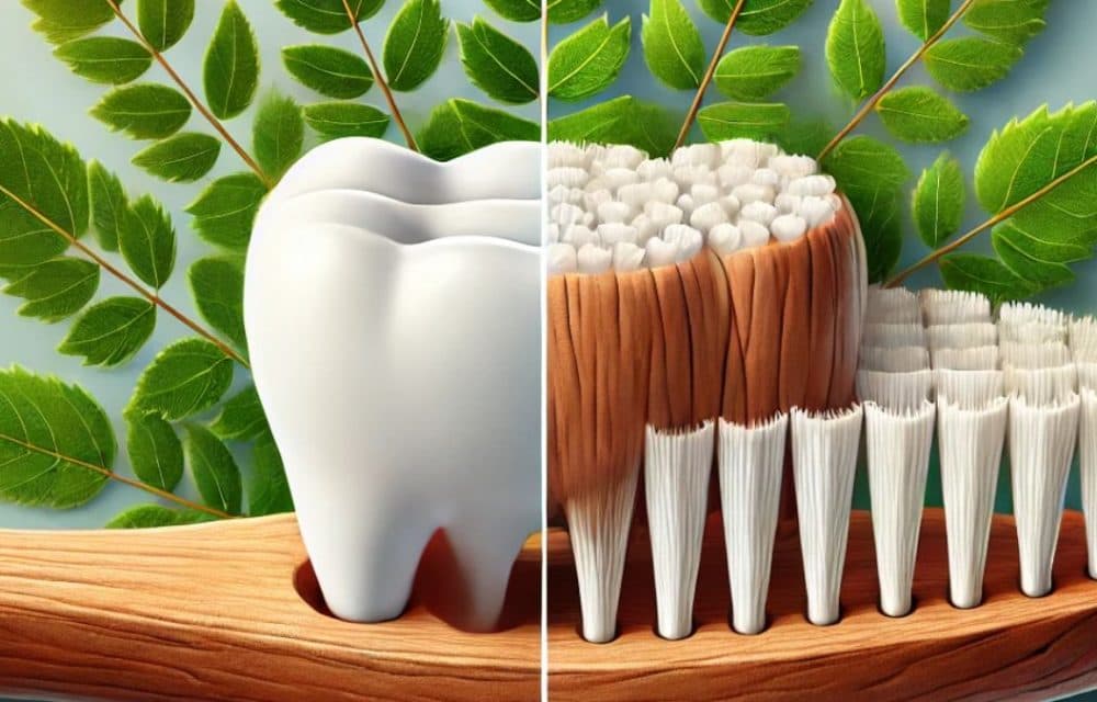 Does brushing with neem wood whiten teeth or just help gums?